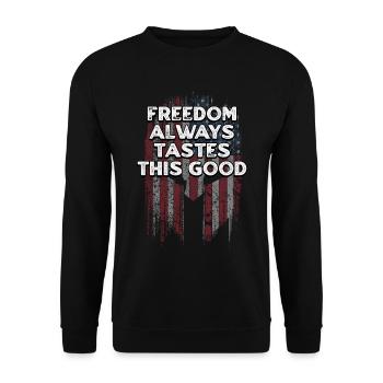 La liberté a toujours bon goût US American 4ème - Sweat-shirt Unisexe - noir - Devant - Alina (178cm) & Michal (187cm)