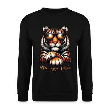 Tiger - Hey, just chill - Unisex Sweatshirt - black - Front - Alina (178cm) & Michal (187cm)