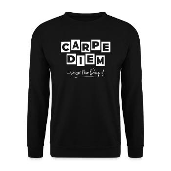 Carpediem comic book style in white - Unisex Sweatshirt - black - Front - Alina (178cm) & Michal (187cm)