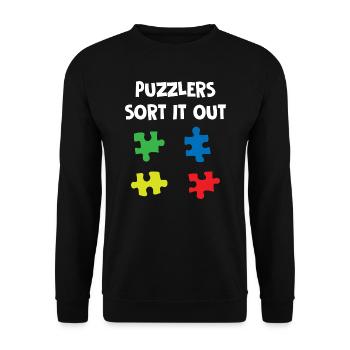 Puzzlers Sort It Out - Unisex Sweatshirt - black - Front - Alina (178cm) & Michal (187cm)
