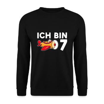 7.Geburtstag Flugzeug 7 Jahre Geschenk - Unisex Pullover - Schwarz - Vorne - Alina (178cm) & Michal (187cm)