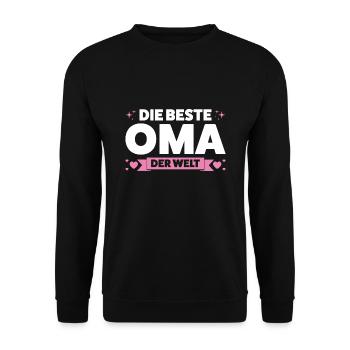 Oma Großmutter Omi Geschenk - Unisex Pullover - Schwarz - Vorne - Alina (178cm) & Michal (187cm)