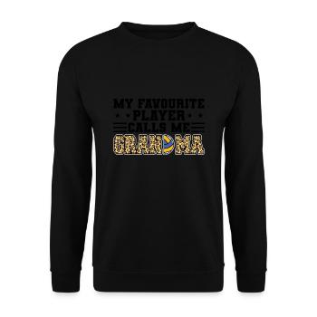 Volleyball-Oma Volleyball-Großmutter Geschenk - Unisex Pullover - Schwarz - Vorne - Alina (178cm) & Michal (187cm)