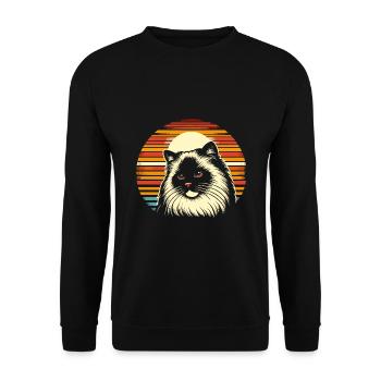 Retro Sunset Ragdoll Katze Ragdolls Liebhaber Besitzer Katzen - Unisex Pullover - Schwarz - Vorne - Alina (178cm) & Michal (187cm)