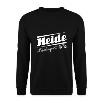 Heide - Lieblingsort mit Stadtnamen - Unisex Pullover - Schwarz - Vorne - Alina (178cm) & Michal (187cm)