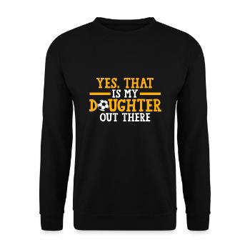 Soccer Mom Tochter Soccer Mom Sport Geschenk - Unisex Pullover - Schwarz - Vorne - Alina (178cm) & Michal (187cm)
