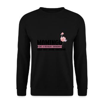 Oma Flamingo Mama Flamingo Oma Geschenk - Unisex Pullover - Schwarz - Vorne - Alina (178cm) & Michal (187cm)