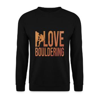 I Love Bouldering Rock Boulder Rock Climber Climbi - Unisex Pullover - Schwarz - Vorne - Alina (178cm) & Michal (187cm)