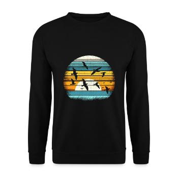 Vintage Birdwatching Bird Birder Birds Birdwatcher - Unisex Sweatshirt - black - Front - Alina (178cm) & Michal (187cm)