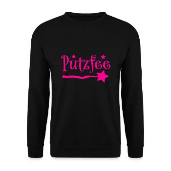Putzfee Lustiger Spruch Putzfrau Haushalt Geschenk - Unisex Pullover - Schwarz - Vorne - Alina (178cm) & Michal (187cm)