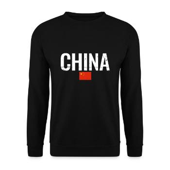 China Chinese Flag Chinese - Unisex Sweatshirt - black - Front - Alina (178cm) & Michal (187cm)