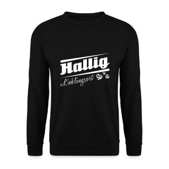 Hallig - Lieblingsort mit Stadtnamen - Unisex Pullover - Schwarz - Vorne - Alina (178cm) & Michal (187cm)