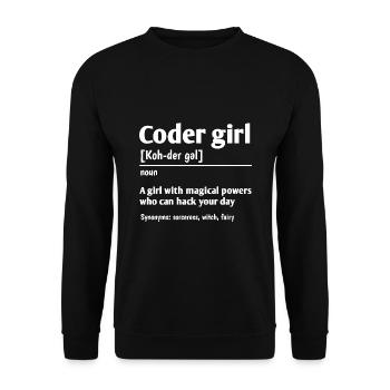 Coder Girl Definition Noun Software Developer Prog - Unisex Pullover - Schwarz - Vorne - Alina (178cm) & Michal (187cm)
