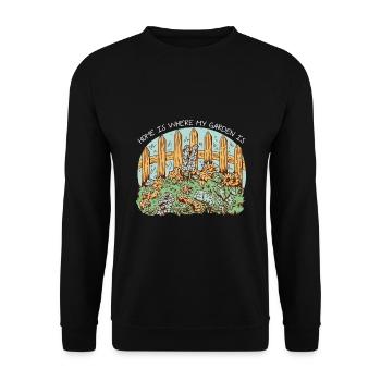 Home Is Where My Garden Is Gardener Gardening Hort - Unisex Pullover - Schwarz - Vorne - Alina (178cm) & Michal (187cm)