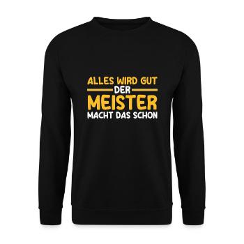 Meister Prüfung Meisterbrief Geschenk - Unisex Pullover - Schwarz - Vorne - Alina (178cm) & Michal (187cm)