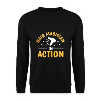 Coiffeur Coiffeur Coiffeur Coiffure Coiffure - Sweat-shirt Unisexe - noir - Devant - Alina (178cm) & Michal (187cm)