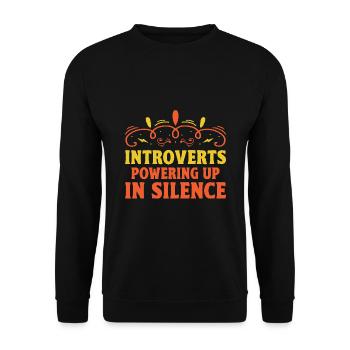 Introverts Powering Up In Silence Sayings For - Unisex Sweatshirt - black - Front - Alina (178cm) & Michal (187cm)