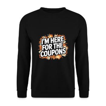 Je suis là pour les coupons Couponer Shopper Économisez - Sweat-shirt Unisexe - noir - Devant - Alina (178cm) & Michal (187cm)
