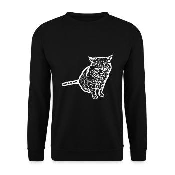 Cat Silhouette White Gift Cat Lover - Unisex Sweatshirt - black - Front - Alina (178cm) & Michal (187cm)