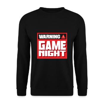 Warning Game Night Video Game Player Gamer Gaming - Unisex Pullover - Schwarz - Vorne - Alina (178cm) & Michal (187cm)