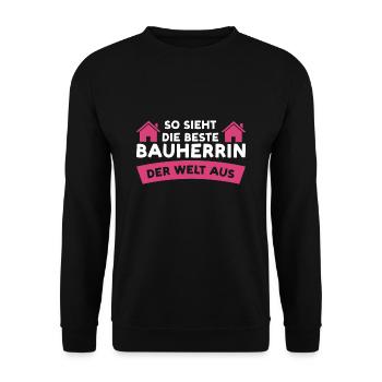 Bauherrin Bauherr Eigenheim Geschenk - Unisex Pullover - Schwarz - Vorne - Alina (178cm) & Michal (187cm)