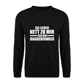 Baggerfahrer Job Bauarbeiter Geschenk - Unisex Pullover - Schwarz - Vorne - Alina (178cm) & Michal (187cm)
