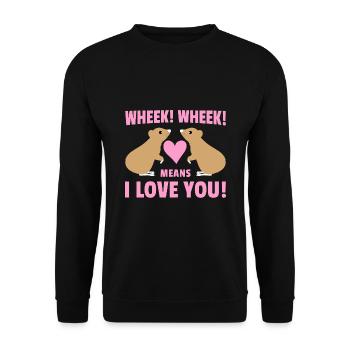 Wheek Wheek Graphic Guinea Pig Owner Pet Cavy Anim - Unisex Pullover - Schwarz - Vorne - Alina (178cm) & Michal (187cm)