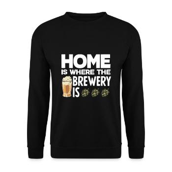 Home Is Where The Brewery Is Homebrewing Craftbeer - Unisex Pullover - Schwarz - Vorne - Alina (178cm) & Michal (187cm)
