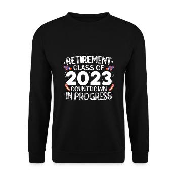 Retirement Class Of 2023 Countdown In Progress Pen - Unisex Pullover - Schwarz - Vorne - Alina (178cm) & Michal (187cm)