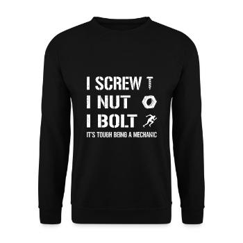 I Screw I Nut I Bolt It's Tough Being A Mechanic C - Unisex Sweatshirt - black - Front - Alina (178cm) & Michal (187cm)