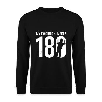 My Favorite Number? 180 Darting Dart Player Triple - Unisex Sweatshirt - black - Front - Alina (178cm) & Michal (187cm)