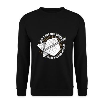 Just A Boy Who Loves Sharp Pointed Missiles Dart P - Unisex Sweatshirt - black - Front - Alina (178cm) & Michal (187cm)