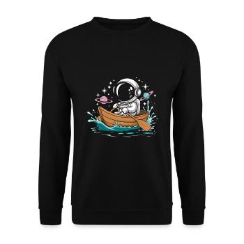 An Astronaut Boating Paddle Boat - Unisex Sweatshirt - black - Front - Alina (178cm) & Michal (187cm)