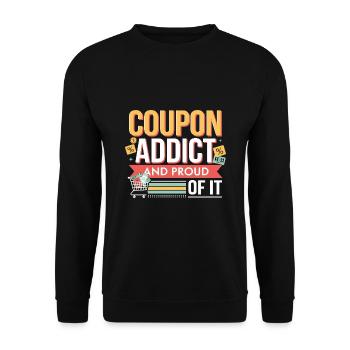 Accro aux coupons et fier de l’être Couponer Shopper - Sweat-shirt Unisexe - noir - Devant - Alina (178cm) & Michal (187cm)