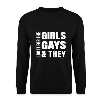 Do It For The Girls Gays And Theys Lesbian Gender - Unisex Pullover - Schwarz - Vorne - Alina (178cm) & Michal (187cm)