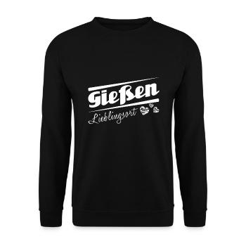 Gießen - Lieblingsort mit Stadtnamen - Unisex Pullover - Schwarz - Vorne - Alina (178cm) & Michal (187cm)