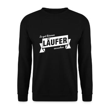 Läufer Sport Jogger Geschenk - Unisex Pullover - Schwarz - Vorne - Alina (178cm) & Michal (187cm)