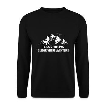 Laissez Vos Pas Guider Votre Aventure - Sweat-shirt Unisexe - noir - Devant - Alina (178cm) & Michal (187cm)