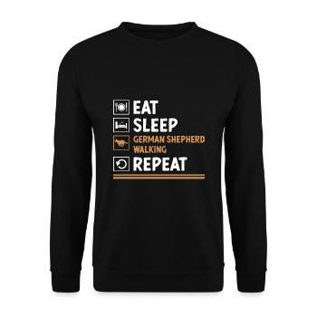 Eat Sleep German Shepherd Walking Repeat GSD Lover - Unisex Sweatshirt - black - Front - Alina (178cm) & Michal (187cm)