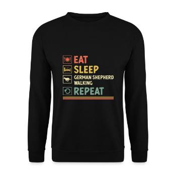 Eat Sleep German Shepherd Walking Repeat GSD Lover - Unisex Sweatshirt - black - Front - Alina (178cm) & Michal (187cm)