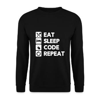 Eat Sleep Code Repeat Coder Programmer Software De - Unisex Pullover - Schwarz - Vorne - Alina (178cm) & Michal (187cm)