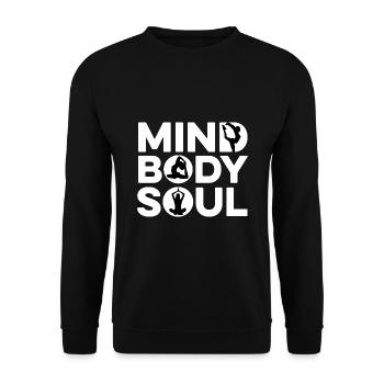 Mind Body Soul Meditate Spirituality Relaxation Me - Unisex Pullover - Schwarz - Vorne - Alina (178cm) & Michal (187cm)