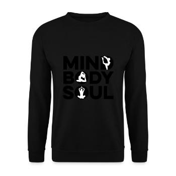 Mind Body Soul Meditate Spirituality Relaxation Me - Unisex Pullover - Schwarz - Vorne - Alina (178cm) & Michal (187cm)