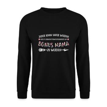 Bonus Mama Familie Stiefmama Geschenk - Unisex Pullover - Schwarz - Vorne - Alina (178cm) & Michal (187cm)