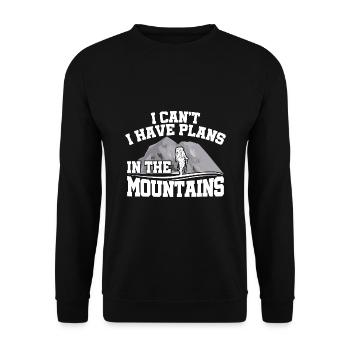 I Can't I Have Plans In The Mounatins Hiking Trekk - Unisex Pullover - Schwarz - Vorne - Alina (178cm) & Michal (187cm)