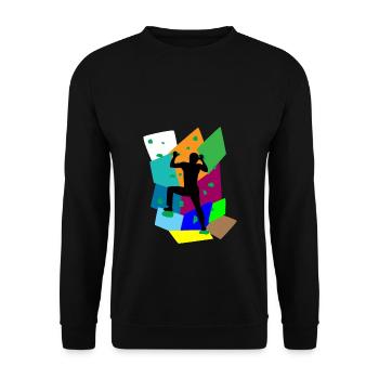 Bouldern Sport Klettern Fels Kletterhalle Geschenk - Unisex Pullover - Schwarz - Vorne - Alina (178cm) & Michal (187cm)