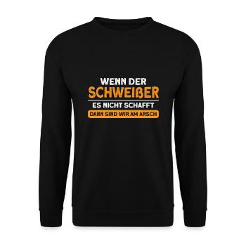 Schweißer Beruf Schweißarbeit Geschenk - Unisex Pullover - Schwarz - Vorne - Alina (178cm) & Michal (187cm)
