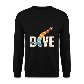 Retro Graphic Cliff Diver Cliff Diving Tombstoning - Unisex Sweatshirt - black - Front - Alina (178cm) & Michal (187cm)