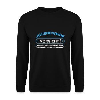 Jugendweihe Jugend Teenager Feier Geschenk - Unisex Pullover - Schwarz - Vorne - Alina (178cm) & Michal (187cm)