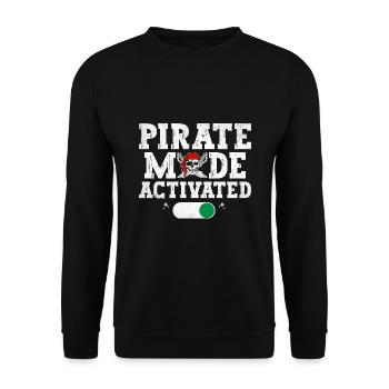 Piratenmodus Aktiviertes Piratenjugend-Design - Unisex Pullover - Schwarz - Vorne - Alina (178cm) & Michal (187cm)